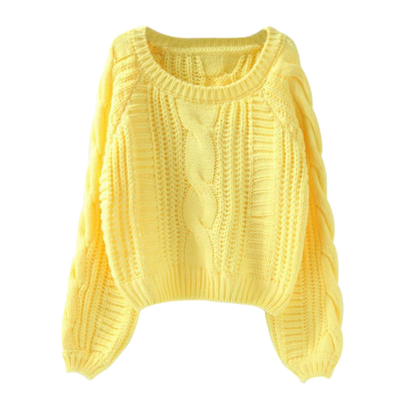Женский свитер с круглым вырезом,, желтый свитер, женский свитер, джемпер карамельного цвета, Harajuku, шикарный короткий свитер для девушек