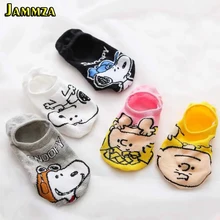 Модные милые женские носки с мультяшной собачкой забавные черные, белые, розовые комические новые милые невидимые низкие носки для девочек подарок Sokken