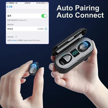 

TWS F9-7 Wireless Earbuds Bluetooth 5.0 Earphone HIFI Mini In-ear Sports Running Headset with 1500mah Charging Box Earbuds