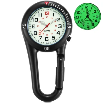 

Hiker Camping Pocket Watch Clip Backpack Carabiner Buckle Watches Men Bottle Opener Luminous Dial Outdoor Climbing Compass Clock