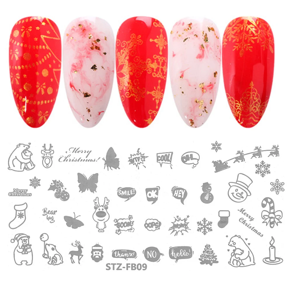 Рождественские снежинки для штамповки ногтей пластины мраморные трафареты изображений шаблоны штампов геометрические инструменты для маникюра
