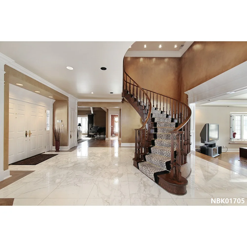 Laeacco Palace Interior Stairs Lamp Pillar Decoration Photography Backgrounds Customized Photographic Backdrops For Photo Studio - Цвет: NBK01705