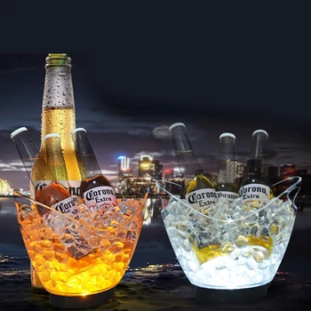 

New Waterproof LED Ice Bucket Nightclub Bar Party Champagne Wine Bucket 6 Color Transparent Light Wine Barrel 5 Color