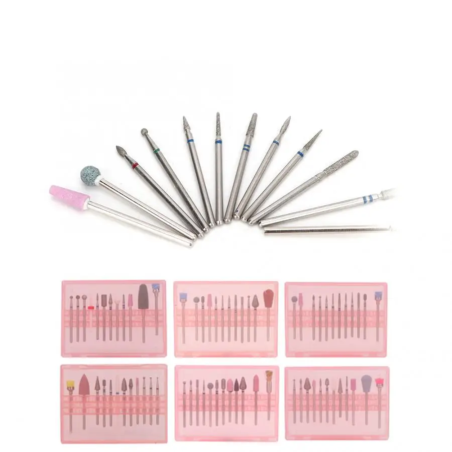 Manicure Cutters 12pcs Art Nail Ceramics Grinding Manicure Drill Head Polishing Tools Set Nail Drill