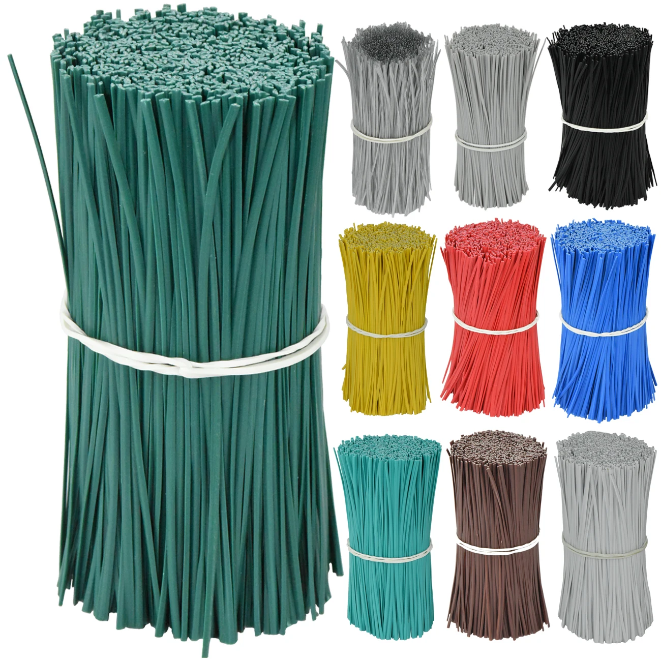 

100PCS Gardening Cable Ties Reusable Oblate Iron Wire Twist Tie for Flower Plant Climbing Vines Multifunction Coated Fix Strings