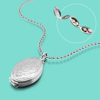 

Fashion photo box 925 sterling silver necklace female charm jewelry necklace pendant design special solid silver jewellery