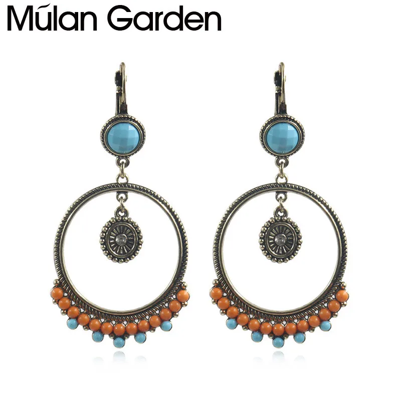 M & G Boho круглые висячие серьги с бусинами для женщин Винтажные подвеской в виде