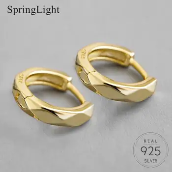 

Springlight Simple Diamond Lattice Tiny Hoop Earrings Real 925 Sterling Silver Handmade Fine Jewelry Earrings For Women