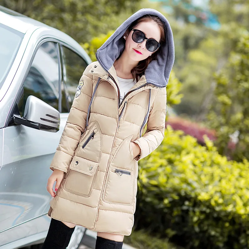 

New Style down Jacket Cotton-padded Clothes Student Slim Fit Large Size Cotton-padded Clothes Mid-length Thick Warm Detachable H