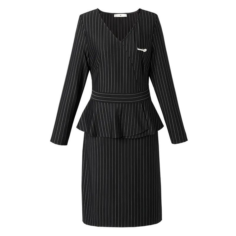 Dresses V-Neck Long-Sleeve Black Vintage Plus-Size Women Spring Fashion Korean Oversized