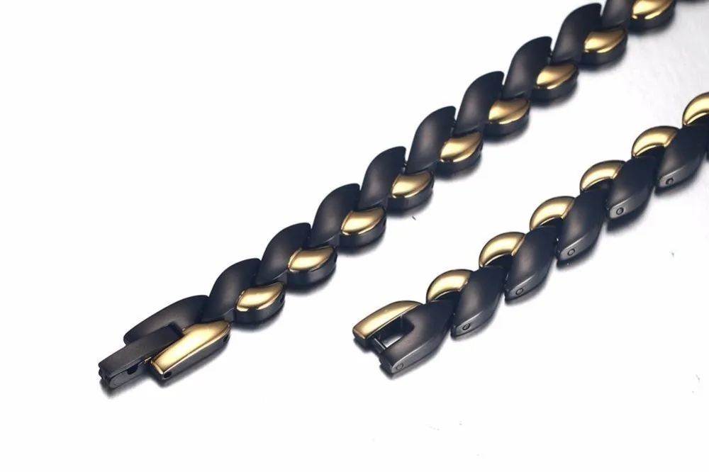 Fashion Mens Womens Magnetic Therapy Necklaces Black gold Stainless Steel 4 in1   Energy Ion Choker Necklace Healing Jewelry in Multi Styles collares collier colar 15