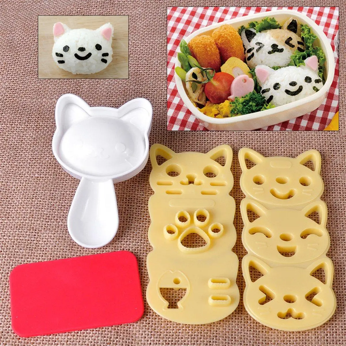 DIY 3D Кот бэнто РИС ФОРМА для фарша Японский Суши шоколадный сэндвич резак форма кухонная форма производитель инструмент дети форма для рисовых шариков Набор