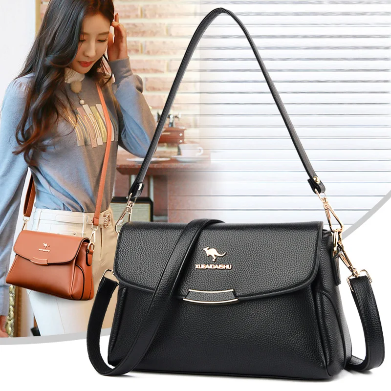 Women Leather Shoulder Bag Travel Luxury Tote Handbag Messenger Bag Female Satchel Pack Crossbody Bags