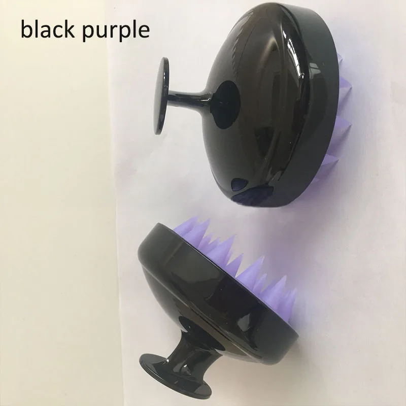 black purple 6 цветов ручной силиконовый шампунь для кожи головы Массажная щетка моющая, для душа расческа для волос мини массаж спины гребень инструмент для ухода за волосами - Цвет: black purple