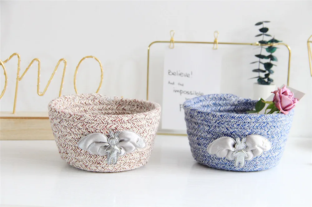 Ins Angle Rabbit хлопковая веревка корзина для хранения шикарное Скандинавское фруктовое косметическое полотенце книга корзины ручной работы для хранения корзины домашний офис Органайзер