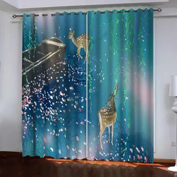 

blue curtains 3d Curtains Blackout for Living Room Kids Bedroom Fabric blackout curtains
