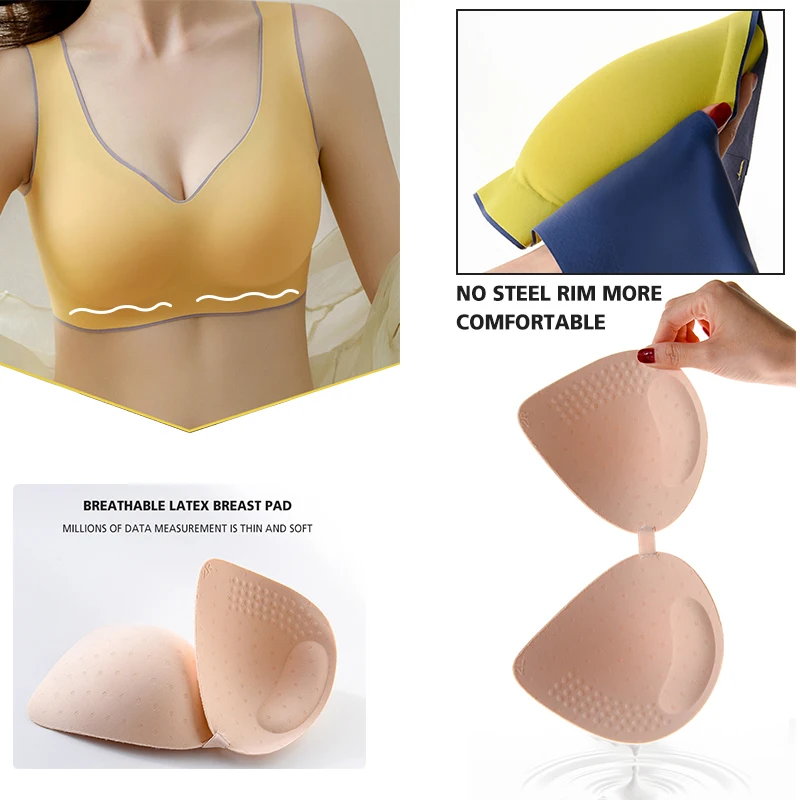 2PCS Seamless Bra Push Up Bras For Women Latex Gathers Shock-proof Pad  Underwear Women Bra Female Intimate Comfortable Bralette