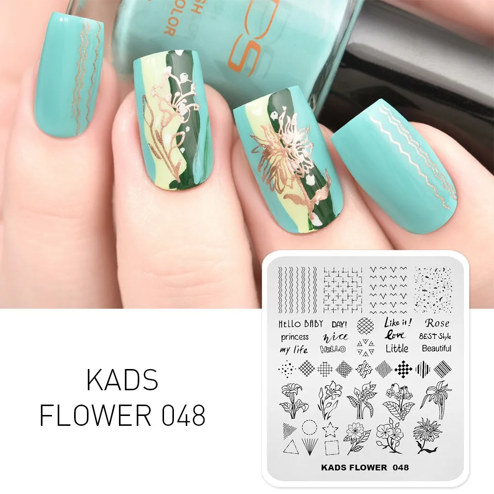 Flower 048 1 шт. штамповки для ногтей пластины красоты цветок серии шаблоны для ногтей поднос для маникюра дизайн ногтей штамповка шаблон украшения Штамп для ногтей - Цвет: Flower 048