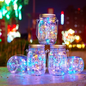 

Table Garden Decor Firefly Solar Light Lid For Mason Jar With Hanger 20 LED Bulbs Wedding Regular Mouth Battery Operated Patio