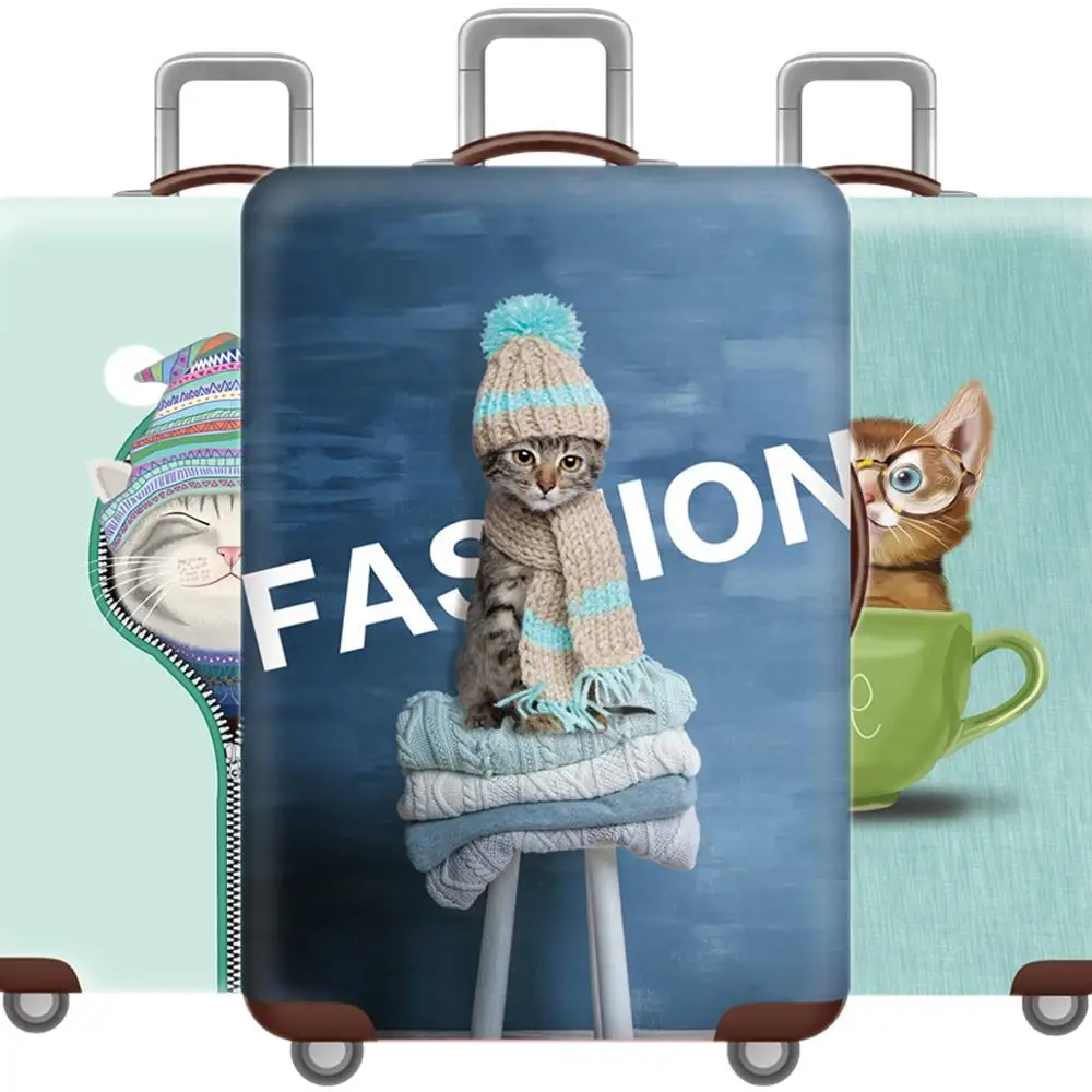 

Kawaii Animal Luggage Cover 3D Cat Protective Case Thicken Waterproof Elastic Dog Suitcase Cover 18-32 Ince XL Travel Accessorie