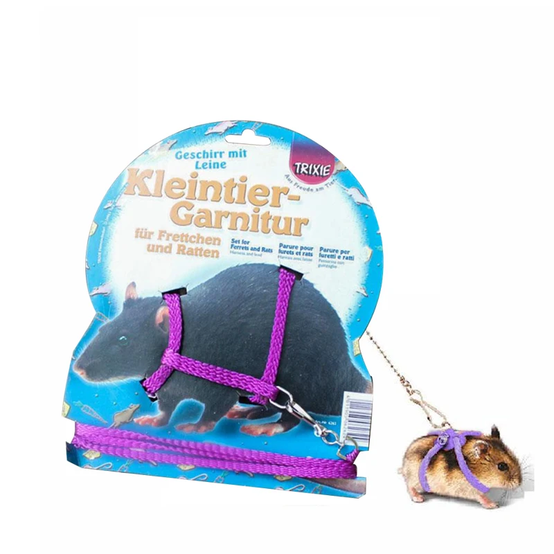 Popular Hamster Gerbil Cage Playhouse Nylon Adjustable Harness Leash with Bell