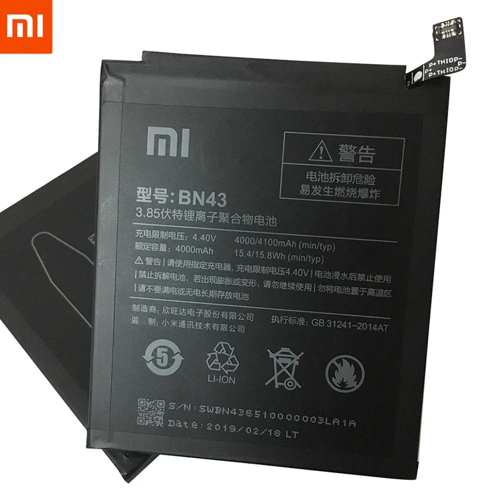Сменный аккумулятор для телефона Xiao mi Red mi Note 4X/Note 4 global Snapdragon 625 4000 мАч BN43 аккумулятор для телефона