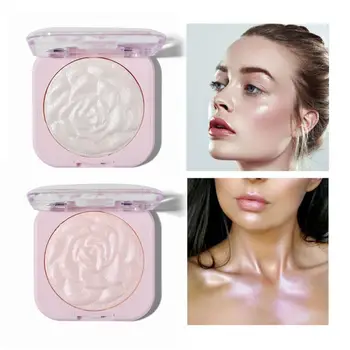 

4 Colors Face Highlighter Shimmer Shiny Bronzer Repair Volume Oil Control Waterproof Brighten 3D Flower Baking Powder High Disc