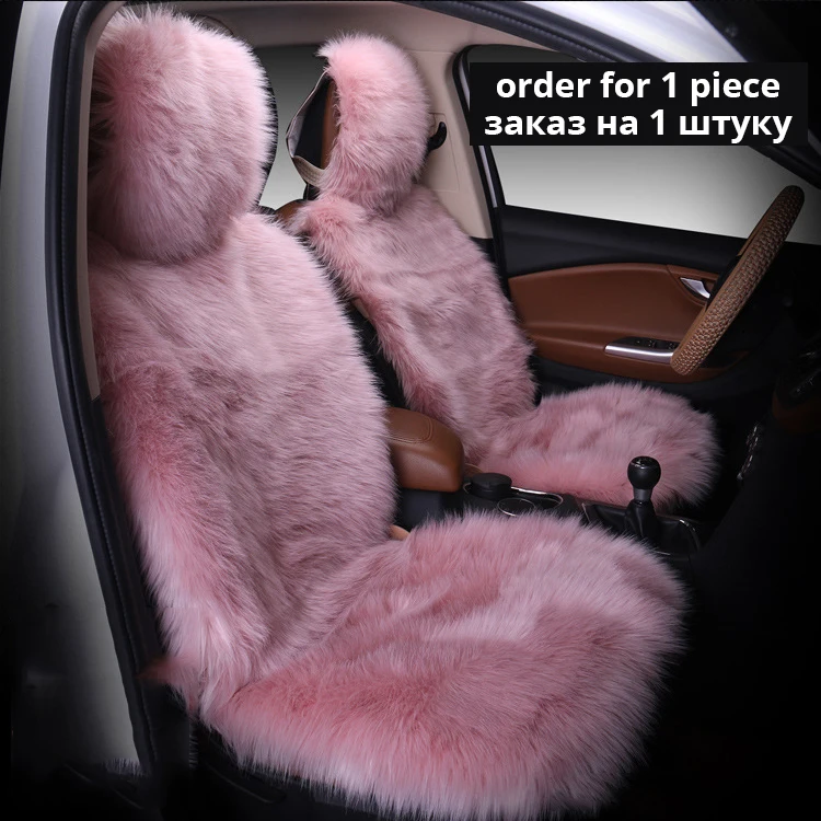 pink Чехол для автомобильного сиденья, зимний плюшевый мех, защита для автомобильного сиденья, чехлы для автомобильных сидений, подходит для большинства автомобилей, грузовиков, внедорожников или фургонов(розовый - Название цвета: pink