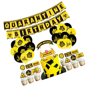 

1 Set of 48Pcs Fashion and Creative Quarantine Birthday Party Decorations (Yellow)