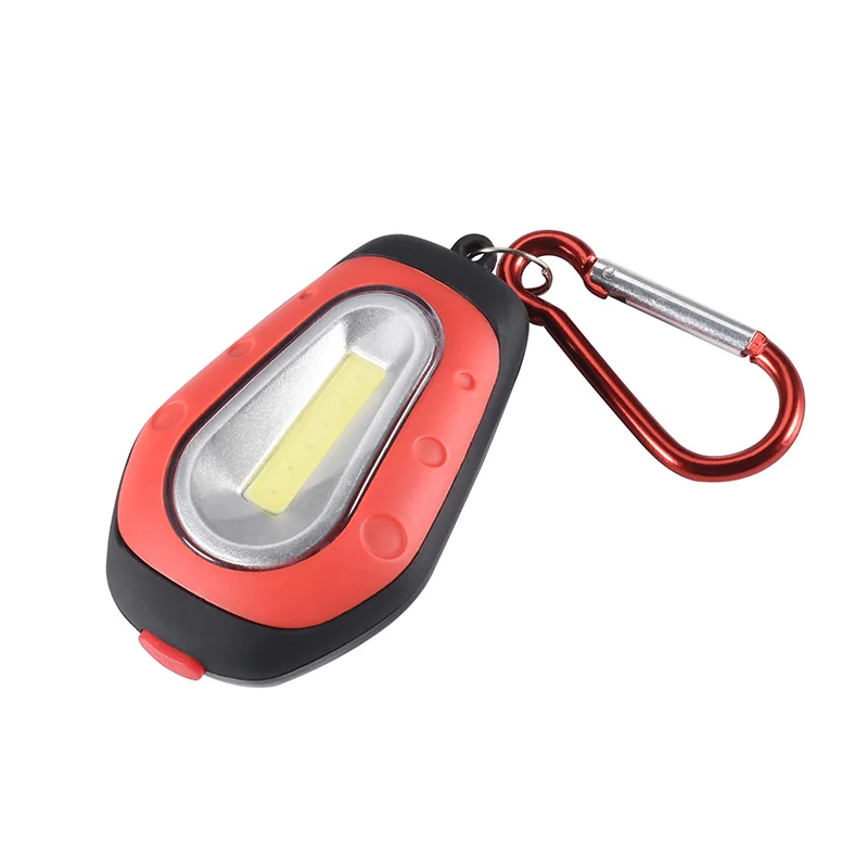 GIJOE led keychain light cob mini flashlight waterproof with clip 4 modes portable spot light plastic shell built-in battery