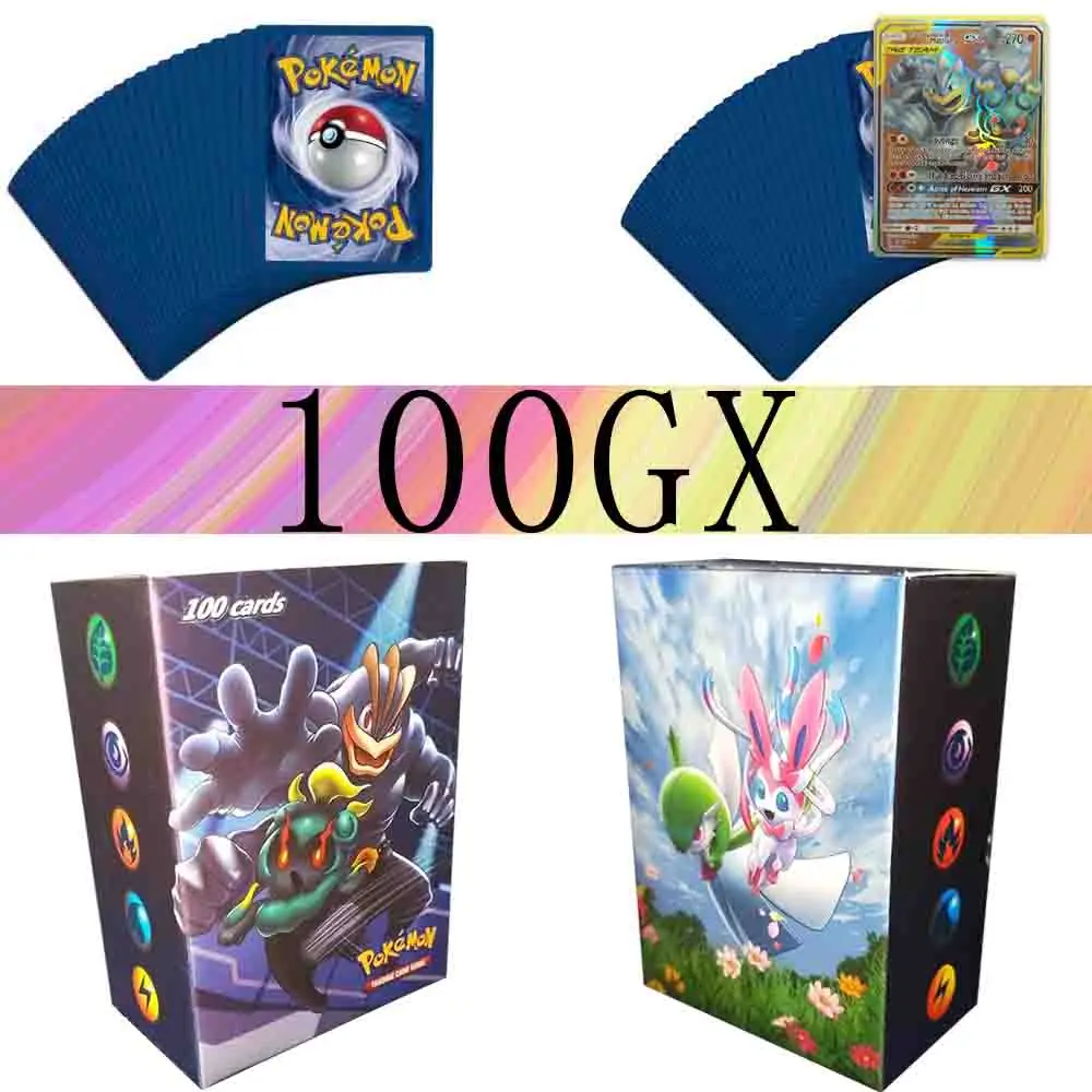 TAKARA TOMY Карты Покемон 100 GX флэш карты тег команды коллекции битва Сияющие карты колода настольная игра детские игрушки подарки - Цвет: 100 GX Cards