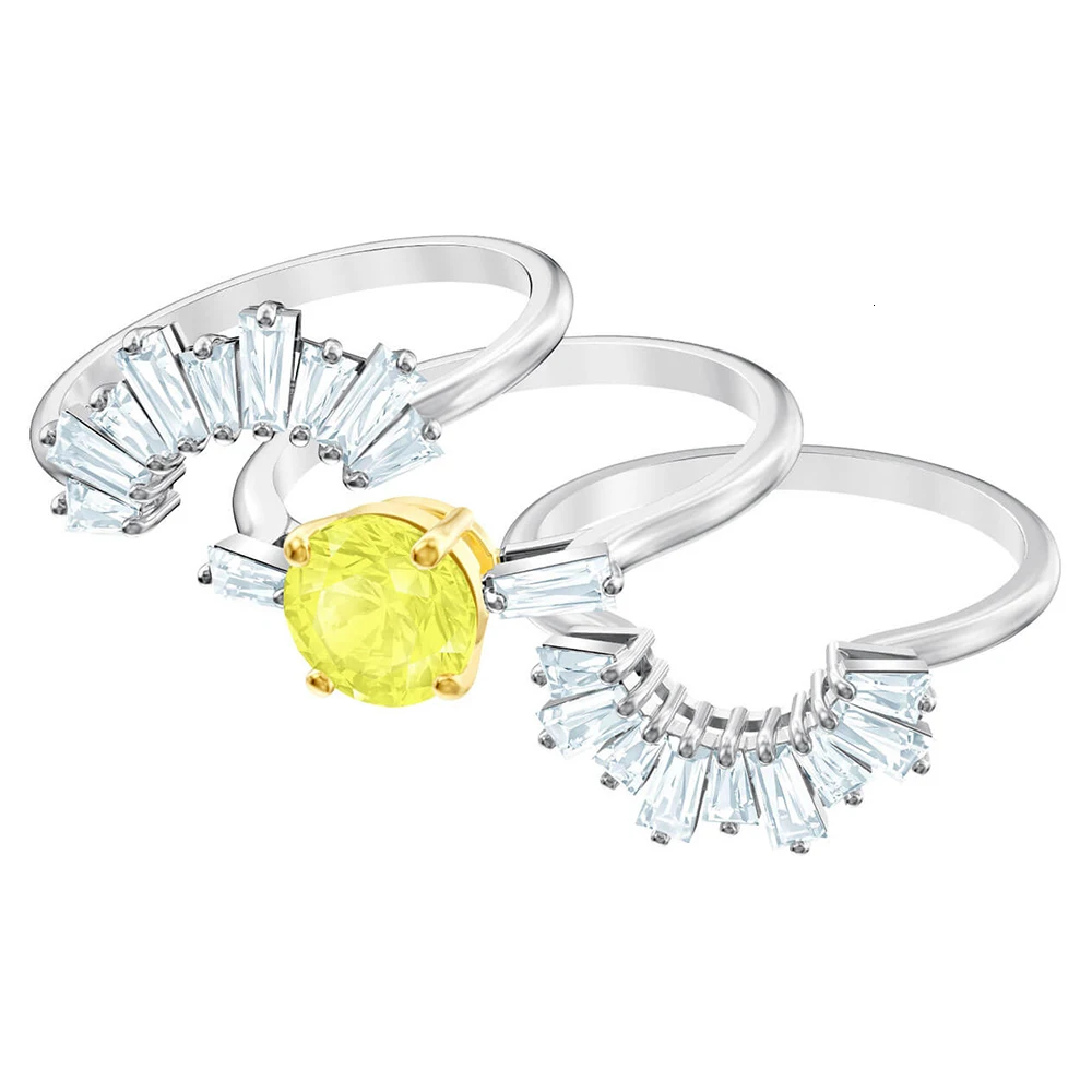 MANDY Sun Ring костюм универсальный элегантный набор из трех в одном колец золотой очаровательный кристалл Подходит для невесты модные аксессуары