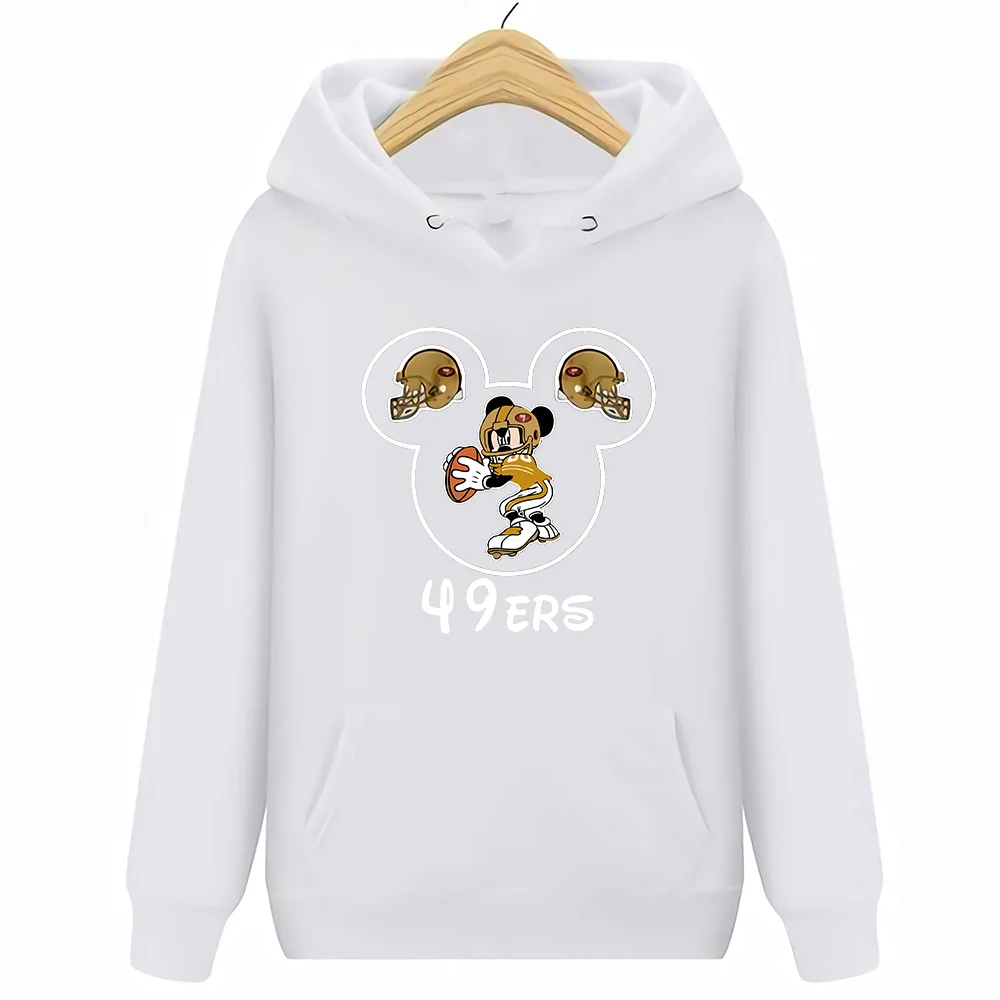 Белый Сан уличная одежда Harajuku Francisco хлопок 49Ers Микки Маус толстовки и толстовки - Цвет: Белый