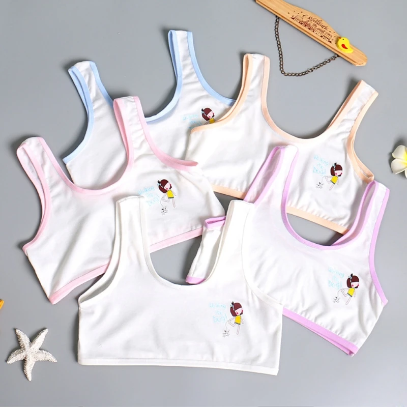 

Teenager Baby Girls Lovely Cartoon Print Underwear Training Bra Unpadded Vest