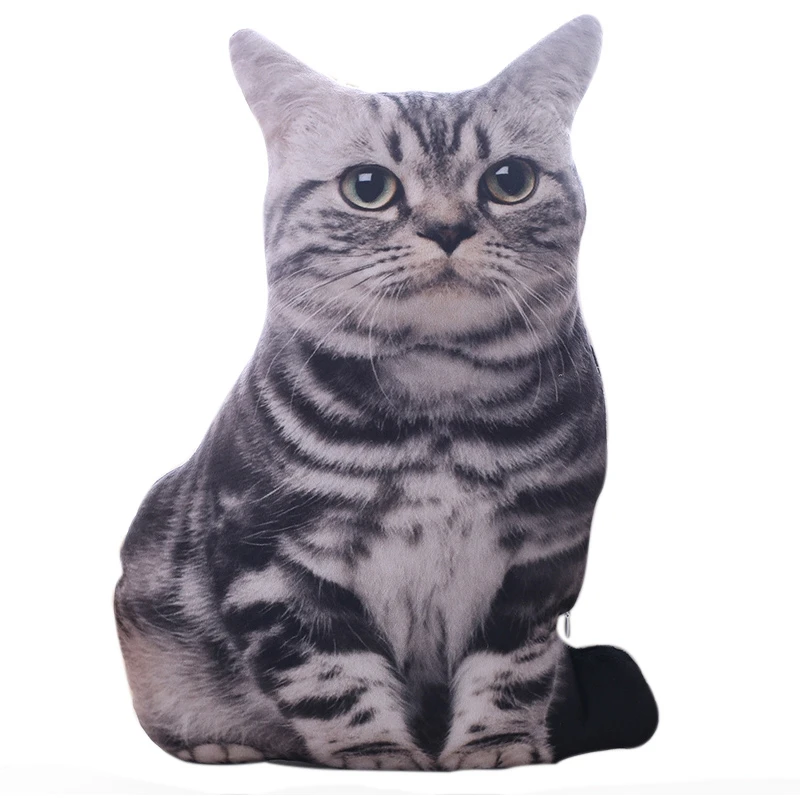 

1pc 50cm Simulation Plush Cat Pillows Soft Stuffed Animals Cushion Sofa Decor Cartoon Plush Toys For Children Kids Gift(Dark Gra
