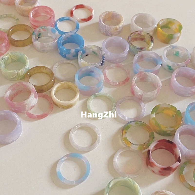 Новинка 2021 корейские разноцветные прозрачные кольца HangZhi из полимерного ацетата