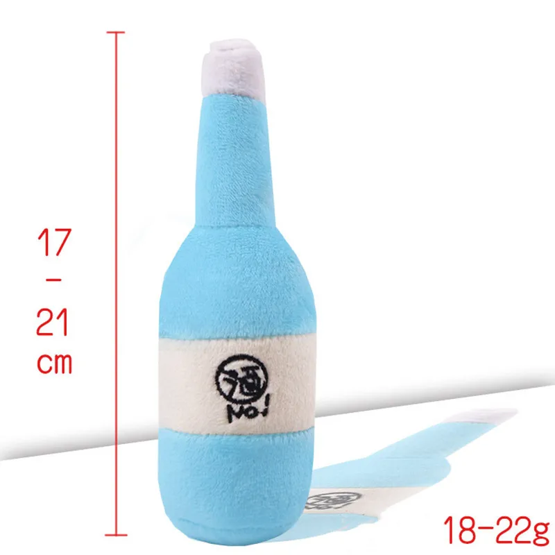 blue bottle Новая игрушечная мультяшная собака животное щенков кошка пищалка плюшевые фрукты овощи гриб перец Баклажан и бутылка игрушка - Цвет: blue bottle