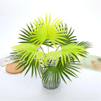 

Plastic Palm Leaf (8 Stems/Bunch) 15.75" 7P Fake greenery Artificial Fantail Kwai Leaves for Home Decorative Flower Accessories