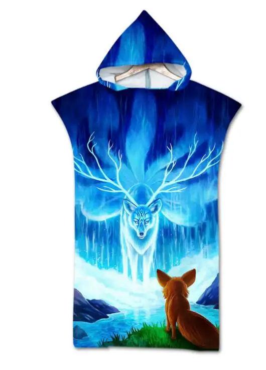 Details about   Fashion Quick Drying Changing Robe Beach Towel Animal Pattern Hooded Bath Towel 