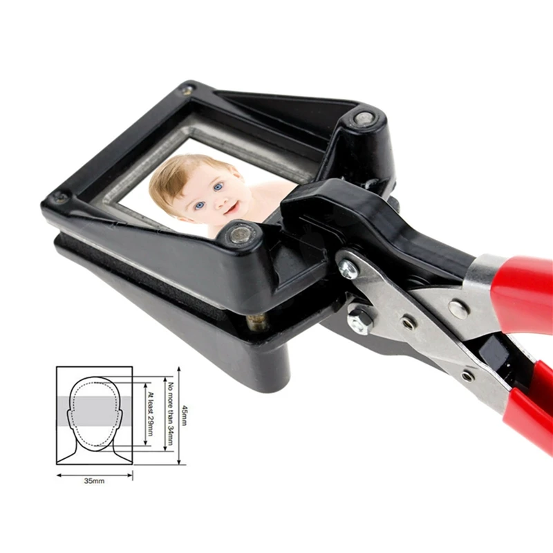 

35x45mm ID Photo Punch Keyring Picture Die Cutter Handheld Photography Passport Plier Cutting Tool