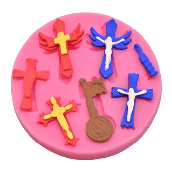 

Cross Shape Keychain Silicone Mold Cross Pendant Fondant Mold Pudding Craft Tool 634D