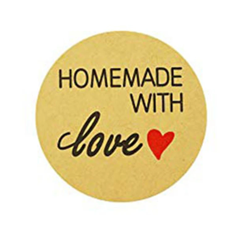 500Pcs Natural Kraft Homemade with Love Stickers in Roll with Perforation Line for Personal and Business Use(Each Measures 1 in