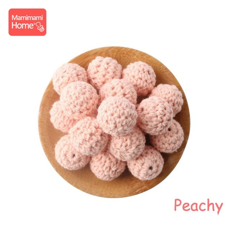 Peachy Mamihome 20 штук 20 мм деревянные бусины для вязания зубов для детей, вязаные бусины, пустые DIY ожерелье для кормления, подарки, детские товары, Bpa бесплатно - Цвет: Peachy