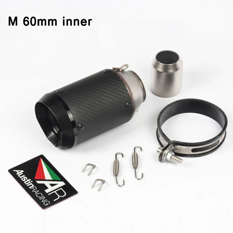 M 60mm inner Мотоцикл выхлопная труба 51 мм/60 мм Остин гонки Akrapovic Escape Moto глушитель изменить для Z900 gsr600 MT09 R1 S1000rr ATV Скутер - Цвет: M 60mm inner