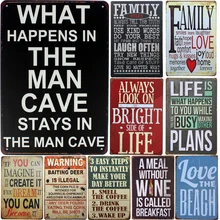 [InFour+] человек пещера жизни металлические знаки домашний винтажный Декор жестяная барная вывеска винтажные декоративные тарелки декоративное настенное украшение из металла