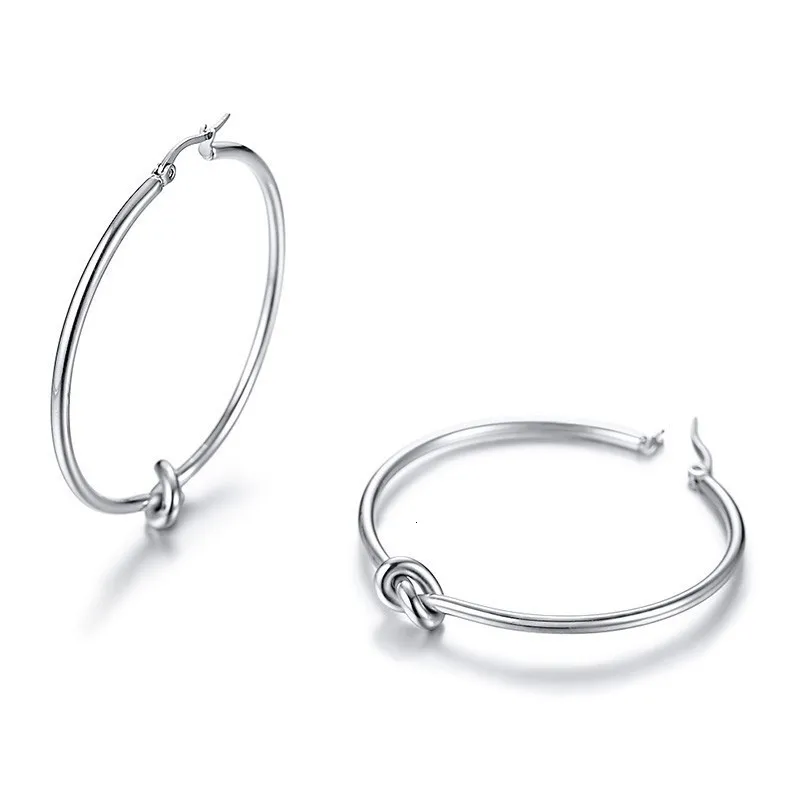 Vnox, трендовые дизайнерские серьги-кольца для женщин, серебряный цвет, нержавеющая сталь, большие серьги для девушек, женские вечерние ювелирные изделия