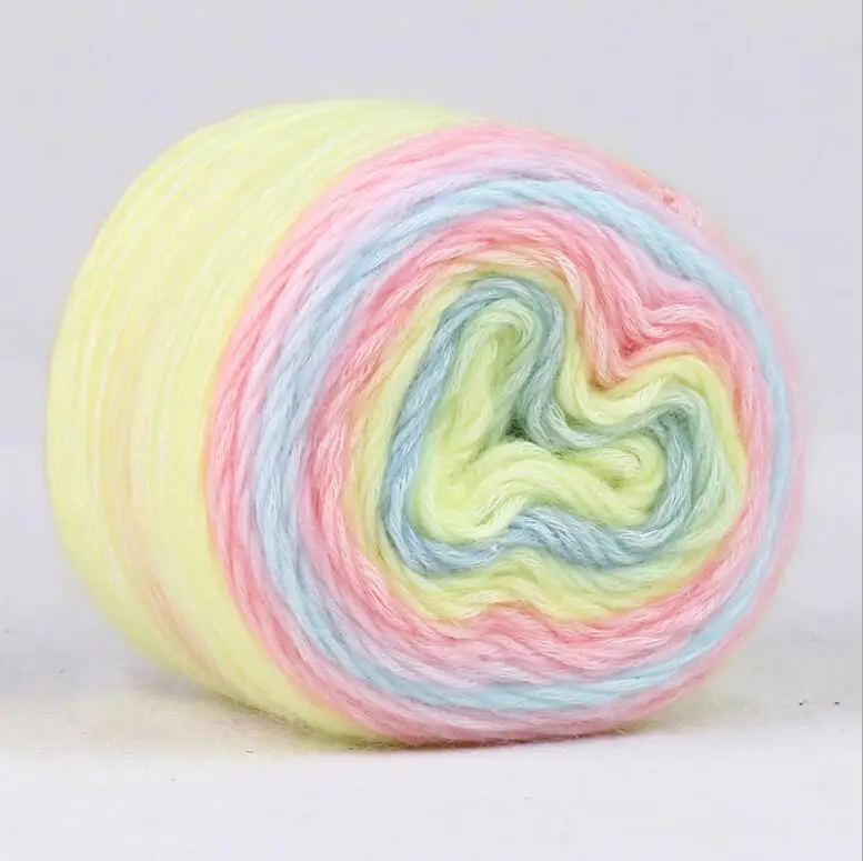 1153 1Pcs 280m Soft Wool/Cotton yarn Rainbow Gradient Colors DIY Baby Knitting Wool Shawl Scarf Sweater Crochet Thread Supplies - Цвет: 1153