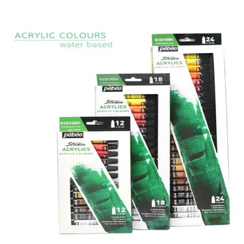 

Pebeo Acrylic Paint set 12/18/24 colors*12ml Acrylic Paints for painting Textile Nail fabric Glass Art Pigment Artist Supplies