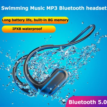 

Bone conduction Headphone Built-in memory 8G IPX8 Waterproof MP3 Music Player Bluetooth Wireless 5.0 Headset Swimming Earphone