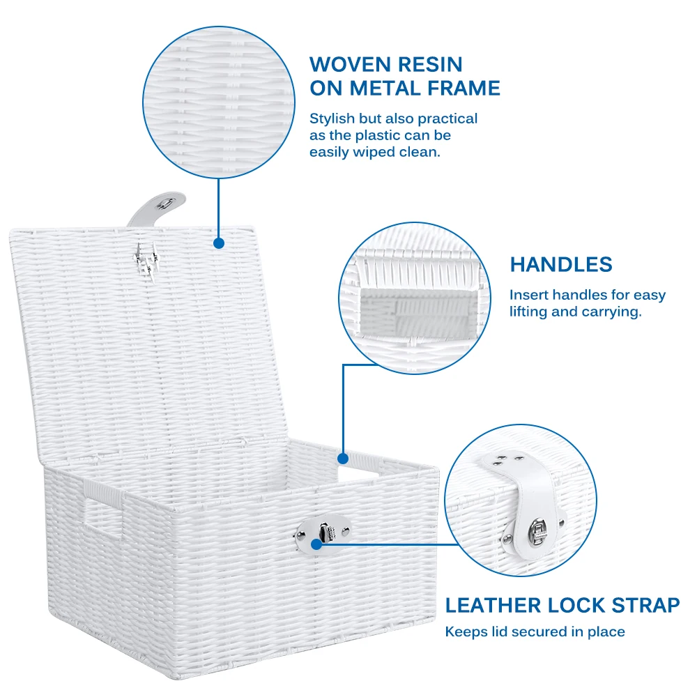 Home Type Practical Plastics Hand-Woven Storage Box Desktop Sundries Storage Clothes Storage Basket Finishing Basket With Lid